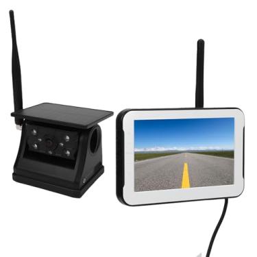 Imagem de GOWENIC Câmera de Backup Solar Magnética Sem Fio, Tela TFT de 5 ", Câmera Retrovisora ​​1080P, Grande Angular de 150 °, Bateria Com Duração de 24 Horas, para Trailers e Caminhões