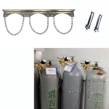 Imagem de Suporte de tanque de oxigênio montado na parede - Suporte de cilindro de gás de aço inoxidável com 2 parafusos, rack de economia de espaço para hospitais e laboratórios, suporte de tanque de expansão