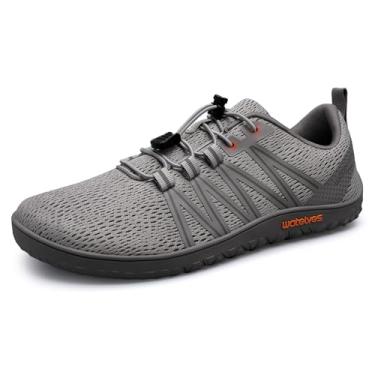 Imagem de WateLves Barefoot Shoes Tênis de corrida masculino, minimalista, bico largo, sem queda, trilha, caminhada, cross training, Cinza claro, 6 Wide Women/5 Wide Men