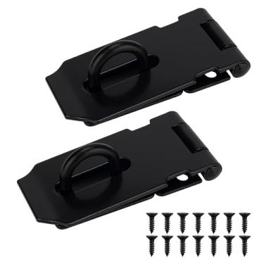 Imagem de KIMIWISE Trava de ferrolho de porta de aço inoxidável de 7 cm, cadeado preto resistente para portões, portas e armários, acabamento de superfície escovada, pacote com 2