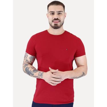 Imagem de Camiseta Tommy Hilfiger Masculina Slim Fit Essential Stretch Vermelha-Masculino