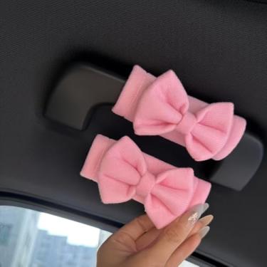 Imagem de 2 peças capa de alça de carro design de arco capa protetora macia para puxar porta apoio de braço luvas para aderência no telhado, viagens, uso diário, deslocamento, rosa