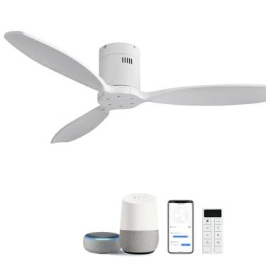 Imagem de Sofucor Ventilador de teto inteligente de 52 polegadas sem luz embutida Ventilador de teto de madeira maciça com Alexa/Google/APP/controle remoto - ventiladores de teto externos modernos sem luz para