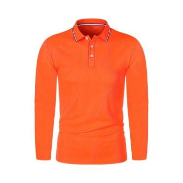 Imagem de Camisa Polo Masculina De Manga Longa Casual Respirável Confortável Par