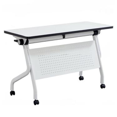 Imagem de Mesa dobrável simples mesa de computador dobrável, com rodas universais silenciosas, mesa dobrável lateral, mesa de conferência de emenda, adequada para estudo, sala de estar, escritório, branco (cor: