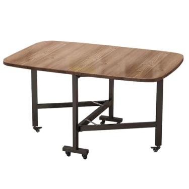 Imagem de Mesa de jantar dobrável, mesa dobrável de folhas com rodas, mesa de cozinha extensível móvel com economia de espaço em 3 formas para apartamentos pequenos (cor: nogueira escura, tamanho: 120 x 80 x 75