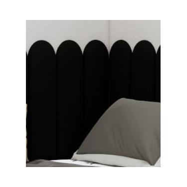 Imagem de Cabeceiras nuvem 60x20 auto colante cama Box Casal Queem King(PRETO,KIT 7 PEÇAS)