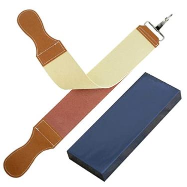 Imagem de Grandslam Conjunto de pedras de amolar de afiar, afiador de água natural profissional de 2 lados, pedra de amolar nº 3000, kit de pedra de amolar Kinfe com Strop de couro, pedra de chorume, composto