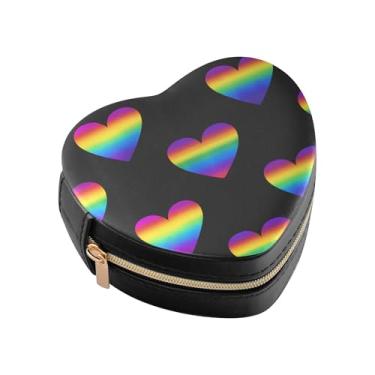 Imagem de Burbuja Caixa de joias multicolorida em forma de coração, mini estojo de viagem para mulheres e meninas, organizador portátil de armazenamento para brincos, anéis, colares e pulseiras