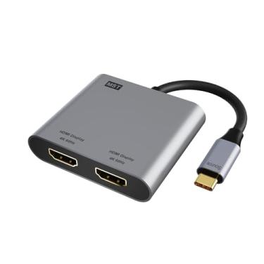 Imagem de Adaptador USB C para HDMI duplo 4K a 60 Hz, divisor HDMI tipo C para monitores duplos, hub USB C extensor de exibição para MacBook Air/Pro, XPS, mais laptops com portas Thunderbolt 3/4