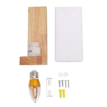 Imagem de Fafeicy Lâmpada de Parede de Madeira Estilo Japonês Regulável Led Arandela 25x10cm Luz de Madeira Natural para Corredor Quarto Varanda Escada