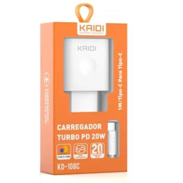 Imagem de Carregador Turbo Dual USB Tipo-C Kaidi, Para USB Tipo-C, 20w - Kd-108c