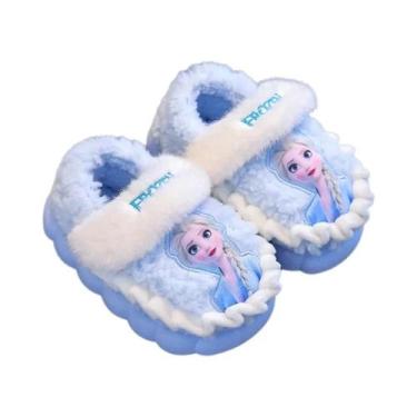 Imagem de Chinelos De Algodão Para Meninas, Rosa, Azul, Princesa Da Disney, Elsa