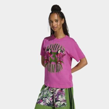 Imagem de Camiseta Adidas Farm Casual Feminina, Rosa, G