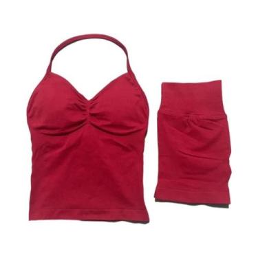 Imagem de Conjunto Esportivo Feminino HISTELLO 2 Peças: Top Regata Sem Costas E 