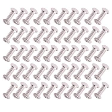 Imagem de ZJchao 50 Pares de Porcas de Rebite de Aço Inoxidável M5, Conjunto de Parafuso de Ligação de Cabeça Redonda Plana Com Fixação Rápida e Segura, para álbuns de Artesanato Em Couro,