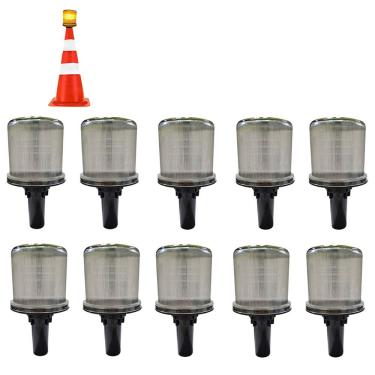 Imagem de Sinalizador Solar Viario Kit 10 Uni Rodovia Cone Estrada Alerta Cone Obra Emergencia