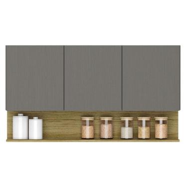 Imagem de Armário Aéreo Line 3 Portas 120 Cm Gris Freijó - Kits Paraná