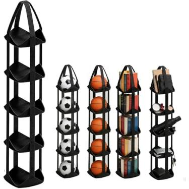 Imagem de Organizador suspenso de 5 camadas com gancho | Armazenamento de 152 cm sobre a porta e parede | 5 bolsos profundos para equipamentos esportivos, sapatos, brinquedos, livros | Economiza espaço para
