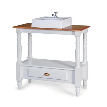 Imagem de Lavabo Pé Toneado 1 Gaveta Inferior E 1 Prateleira Com Cuba Dália M53063 Cor Imbuia - Verniz