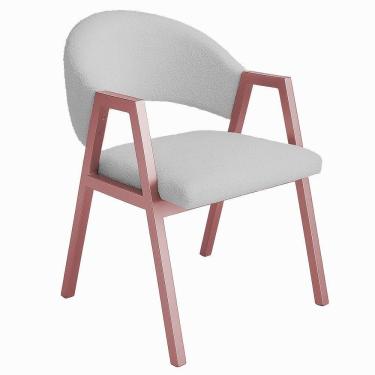 Imagem de Cadeira De Jantar Antonella Boucle Estilo Poltrona Com Pés Rosê - 7 Decor Prata
