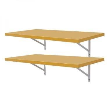 Imagem de Kit 2 Prateleiras 50 X 25cm Amarela com Mão Francesa