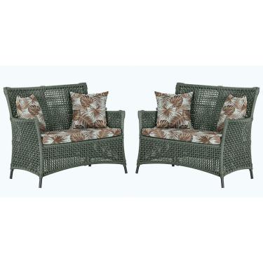 Imagem de 2 Sofás área Externa Igapó Alumínio Preta Corda Náutica E6 Verde