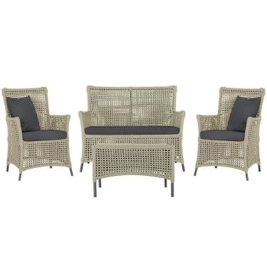 Imagem de Jogo Sofá 2 Poltronas E Mesa Igapó Preta E11 Trama Original Rami