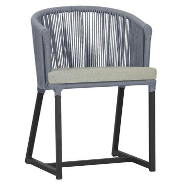 Imagem de Cadeira De Jantar Noronha Alumínio Preta E3 Trama  Prata