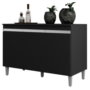 Imagem de Balcão Pia Manu 120cm Preto Com Tampo Mdp - Ajl Móveis Preto