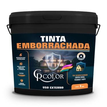 Imagem de Tinta Emborrachada Premium 1KG CRCOLOR Impermeabilizante Lavável - CR 