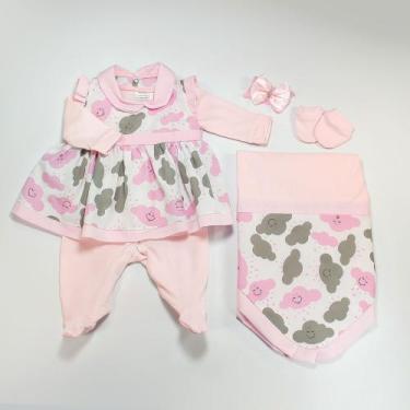 Imagem de saída de maternidade para menina kit saída maternidade 05 peças  saída