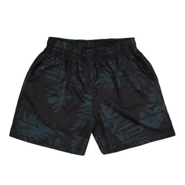 Imagem de Bermuda Boxer Infantil Tactel Preto Folhas Verde Ogochi-Masculino