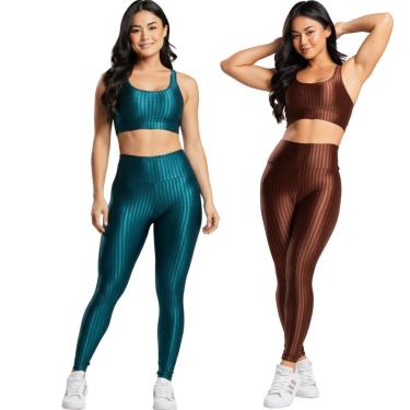 Imagem de KIT 2 Conjunto Fitness Top e Calça New Zig 3D Vekyo Roupa De Academia Treino Para Musculação-Feminino