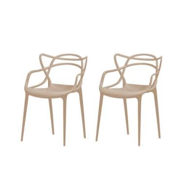 Imagem de 2 Cadeiras Allegra Master Para Cozinha Mesa Jantar Nude - Plastic Chai