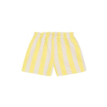 Imagem de Shorts infantil menina moletinho listrado Brandili -Amarelo, 4, Amarel