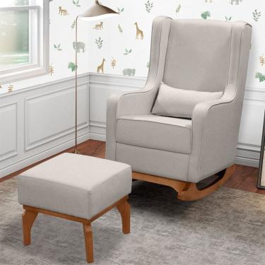Imagem de Poltrona Amamentacao Retro Balanco Com Puff Movellu Home
