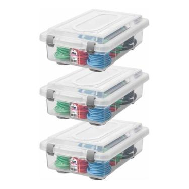 Imagem de Kit 3 Organizador Plástico Multiuso Empilhável Rígida Trava 2,3L - San