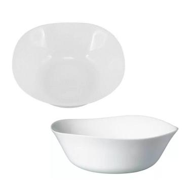 Imagem de Jogo 10 Bowl De Vidro Opalino Branco Quadrado Tigela Molho Sobremesa 12cm Em Casa Tem