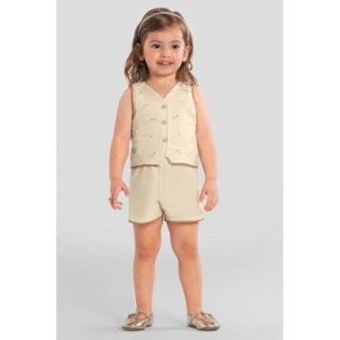 Imagem de Conjunto infantil menina colete bordado Mundi-Feminino