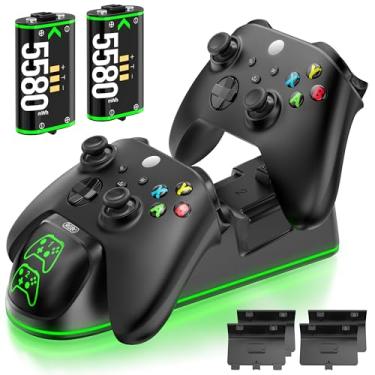Imagem de OIVO Estação de carregamento de controle XSX com 2 pacotes de baterias recarregáveis de 1300 mAh para Xbox Series X/S/One/Elite/Core Controller, base de carregamento Xbox, kit de carregamento,