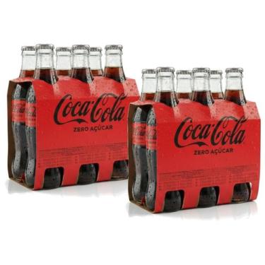 Imagem de Kit 12 Refrigerante Coca Cola Zero Açucar Vidro 250ml - Coca-Cola