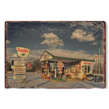 Imagem de Decoração de parede com letreiro de estanho Vintage Sinclair Gas Stati