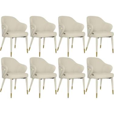Imagem de Kit 8 Cadeiras de Jantar Estofada Milano Design Italiano com Encosto E