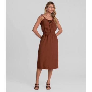 Imagem de Vestido Midi Feminino De Alça Em Viscose Dianna Marrom, G, Marrom