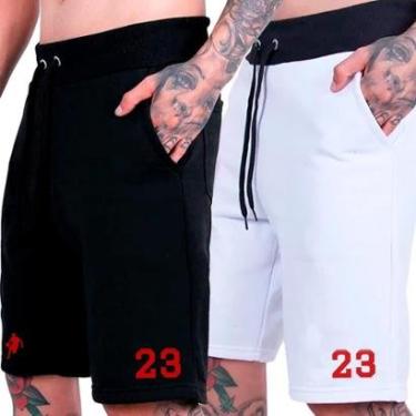 Imagem de Kit 2 Bermudas Moletom Esportivas Shorts Basquete Americano 23 Plus Size-Masculino