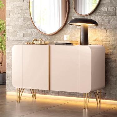 Imagem de Balcão Aparador Buffet Pé Metal Benvenuto Off White - Hb Móveis
