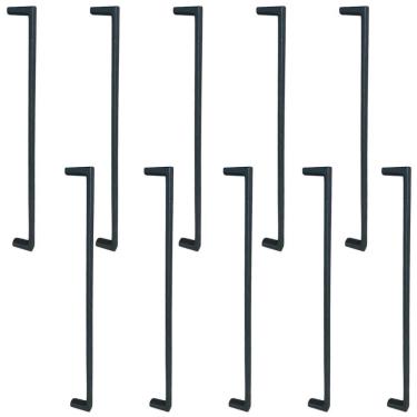 Imagem de Kit 10 Puxadores Retos Alças para Móveis 256mm Preto Fosco Armários Guarda-Roupas Oeiras Torralba Zamac