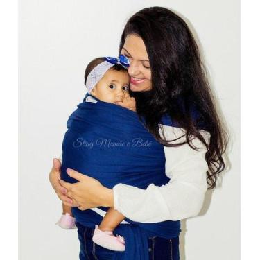 Imagem de Wrap Sling Algodão Azul Marinho - Slling mamãe e Bebê, Azul marinho, W