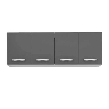 Imagem de Armário Aéreo Panamá 04 Portas 160cm Branco/Preto - Lumil Móveis